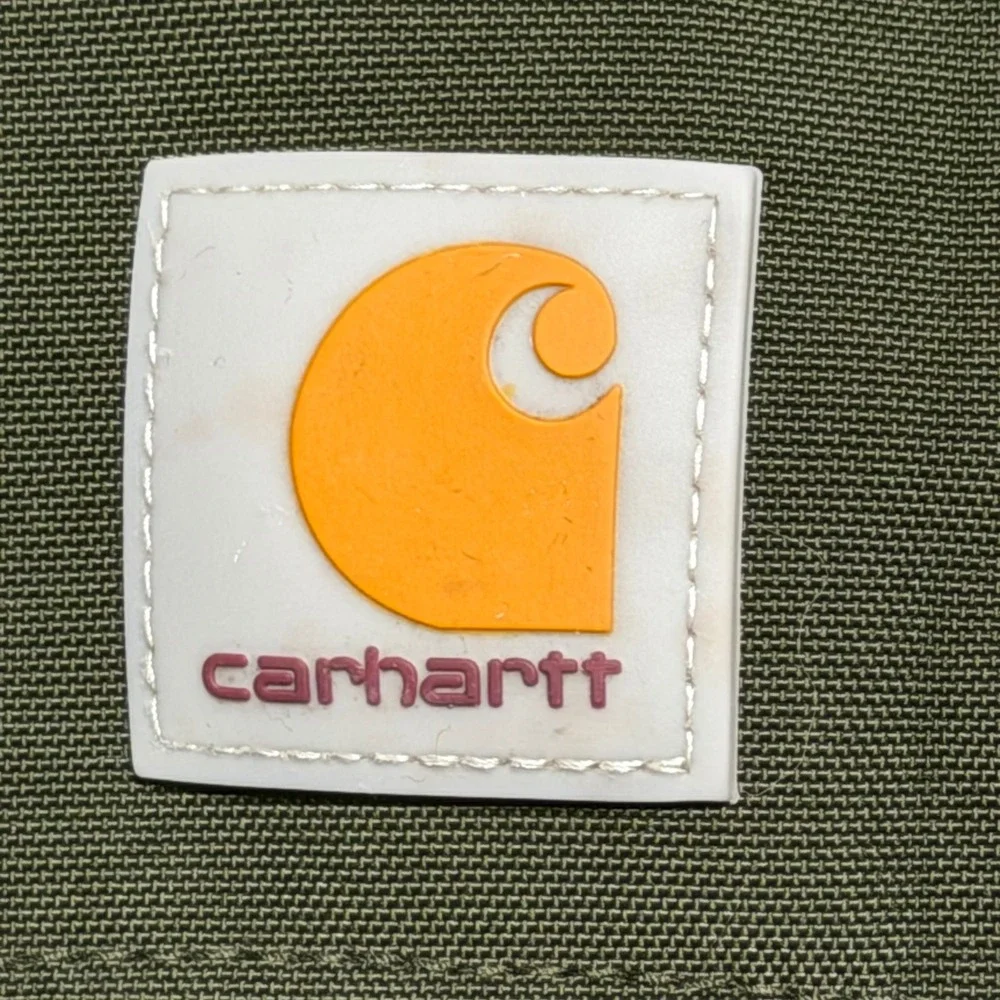 Carhartt Detachable Snap On Work Jacket Hood Olive Green Canvas Adjustable 1023